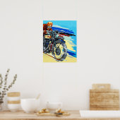 Retro-Motorrad-Rennfahrer-Gemälde Poster (Küche)