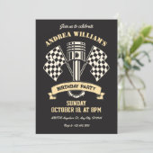 Retro Motorrad-Rennmaschine Geburtstag Einladung (Stehend Vorderseite)