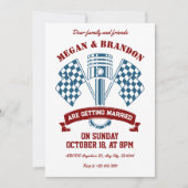 Retro Motorrad-Rennmaschine Hochzeit Einladung (Vorderseite)