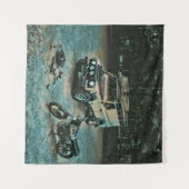 Retro-Motorrad Wandteppich (Vorderseite (Horizontal))
