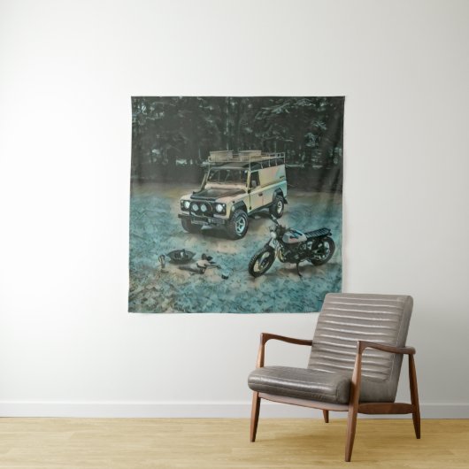 Retro-Motorrad Wandteppich (Beispiel)