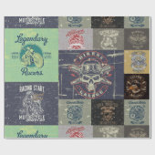 Retro-Motorraddesign Geschenkpapier (Flach)