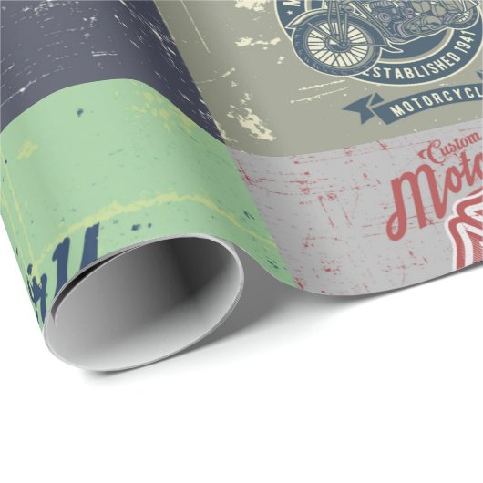 Retro-Motorraddesign Geschenkpapier (Rolleneckpunkt)