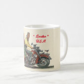 Retro Motorradfahren, Vintager Stil Personalisiert Kaffeetasse (VorderseiteRechts)