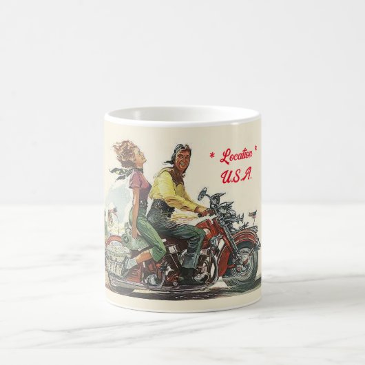 Retro Motorradfahren, Vintager Stil Personalisiert Kaffeetasse (Mittel)
