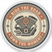 Retro-Motorradmotor-Emblem-Stil Aufkleber (Vorderseite)