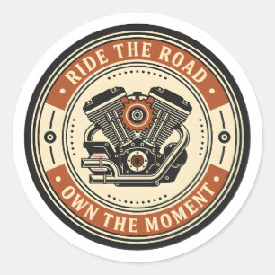 Retro-Motorradmotor-Emblem-Stil Runder Aufkleber