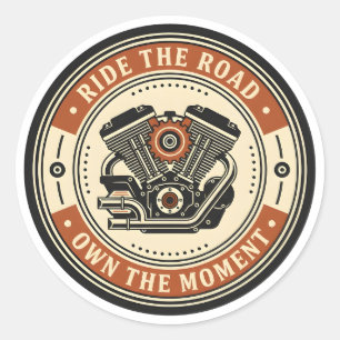 Retro-Motorradmotor-Emblem-Stil Runder Aufkleber