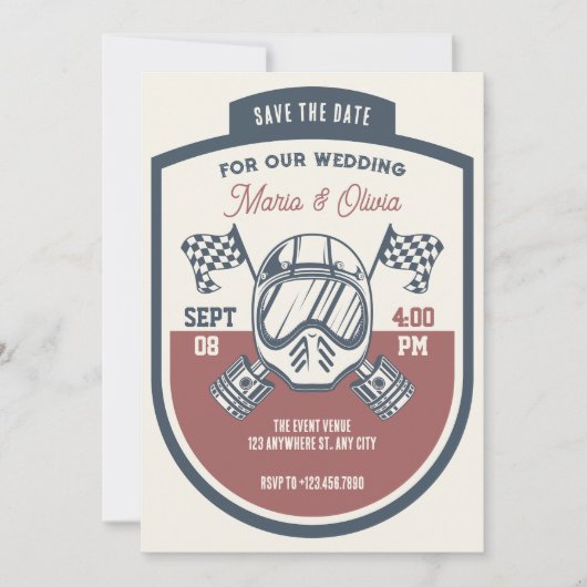 Retro-Motorradrennen Save The Date (Vorderseite)