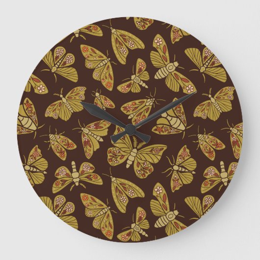 Retro-Motten der 1970er Große Wanduhr (Vorderseite)