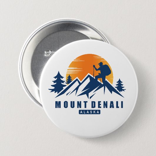 Retro Mount Denali Wandern T - Shirt Button (Vorne & Hinten)