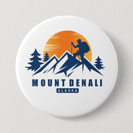 Retro Mount Denali Wandern T - Shirt Button (Vorderseite)