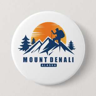 Retro Mount Denali Wandern T - Shirt Button