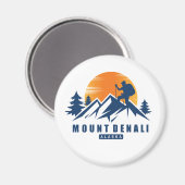 Retro Mount Denali Wandern T - Shirt Magnet (Vorderseite/Rückseite)