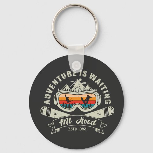 Retro Mount Hood Ski Abenteuer Schlüsselanhänger (Vorderseite)