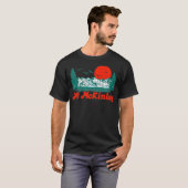 Retro Mount McKinley Mountain Trees Sun Scene Gra T-Shirt (Vorne ganz)