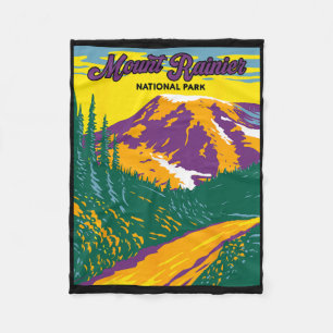 Retro Mount Rainier Nationalpark Wandern Camping Fleecedecke