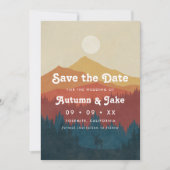Retro Mountain and Forest Foto Hochzeit Save The Date (Vorderseite)