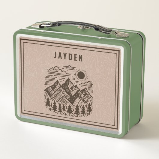 Retro Mountain Custom  Metall Brotdose (Rückseite)