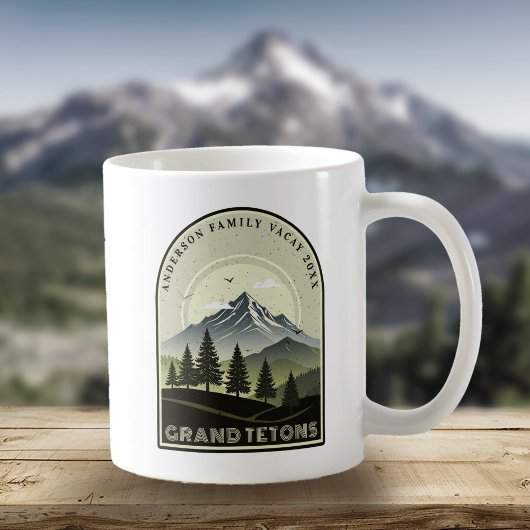 Retro Mountain Family Vacation Green ID1136 Kaffeetasse