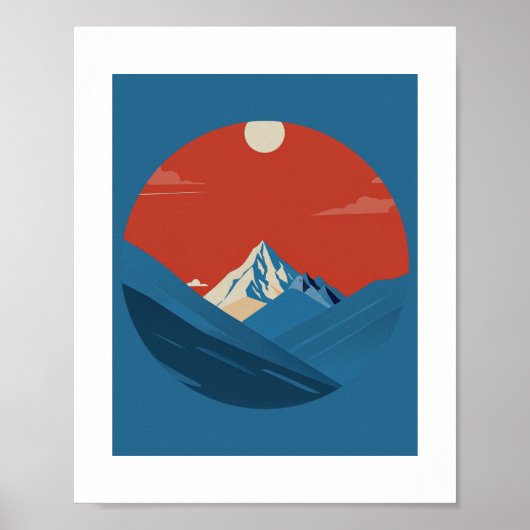 Retro Mountain Illustration Poster (Vorne)