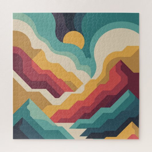 Retro Mountain Landscape Jigsaw Puzzle | VinPuzzle (Vertikal)