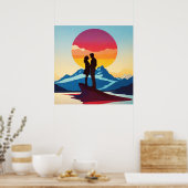 Retro Mountain Landscape Love Poster (Küche)