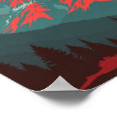 Retro Mountain Landscape Red Blue Poster (Ecke)