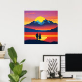Retro Mountain Landschaft Liebe Poster (Heimbüro)