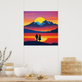 Retro Mountain Landschaft Liebe Poster (Küche)