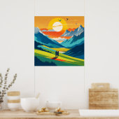 Retro Mountain Landschaft Liebe Poster (Küche)