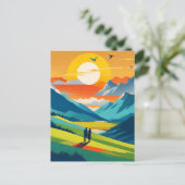 Retro Mountain Landschaft Liebe Postkarte (Stehend Vorderseite)