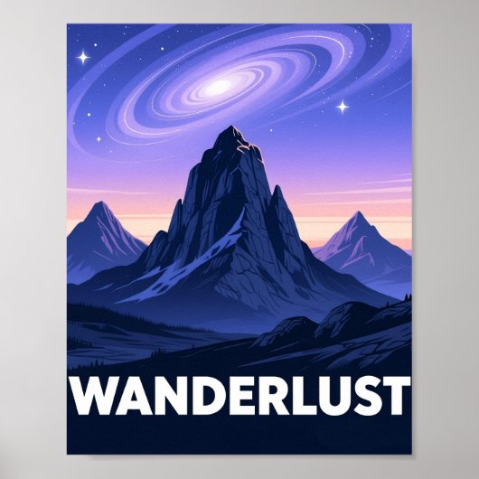 Retro Mountain Nightscape Wanderlust Poster (Vorne)