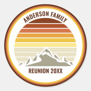 Retro-Mountain-Sunset Custom Family-Wiedersehen-Pa Runder Aufkleber