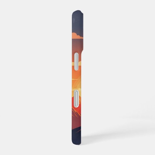 Retro Mountain Sunset iPhone 16 Hülle (Rechte Seite)