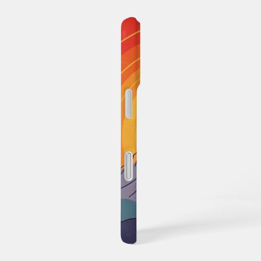 Retro Mountain Sunset iPhone 16 Hülle (Rechte Seite)