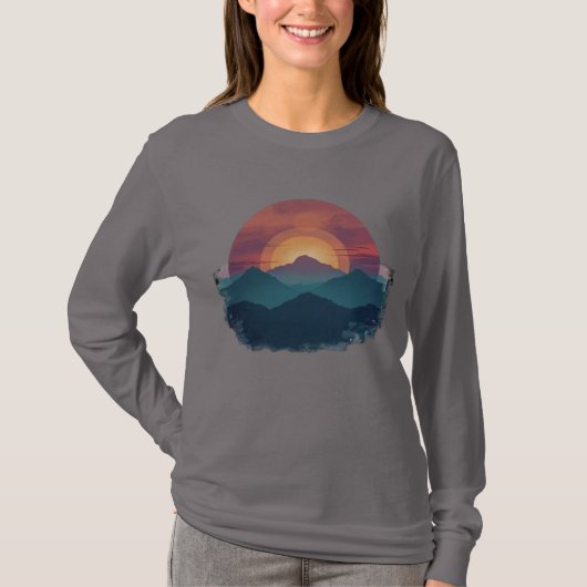 Retro Mountain Sunset - Nature Outdoors Women's T-Shirt (Vorderseite)