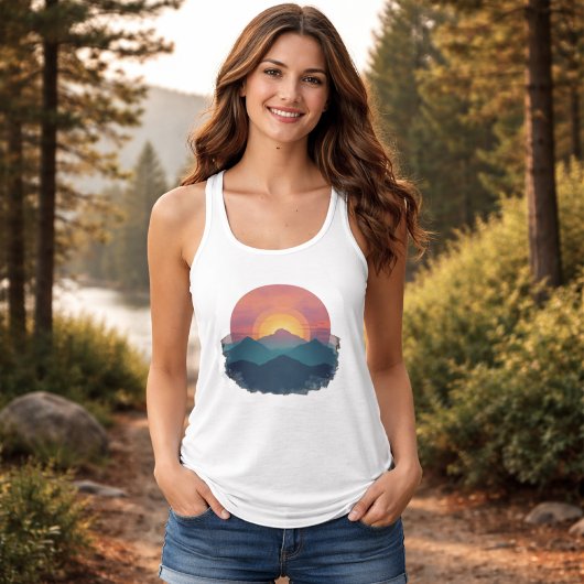 Retro Mountain Sunset - Nature Outdoors Women's Tank Top
