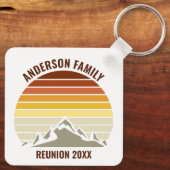 Retro Mountain Sunset Personalisiert Schlüsselanhänger (Rückseite)
