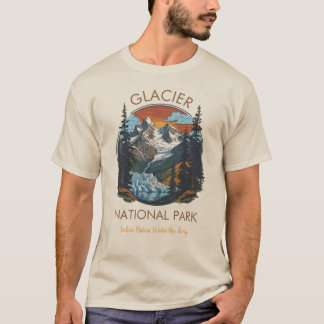 Retro-Mountain-T-Shirt Glacier National Park T-Shirt