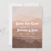 Retro Mountain und Forest Pink Ombre Hochzeit Save The Date (Vorderseite)