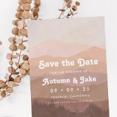 Retro Mountain und Forest Pink Ombre Hochzeit Save The Date