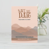 Retro Mountain Weekend Save the Date Card (Stehend Vorderseite)