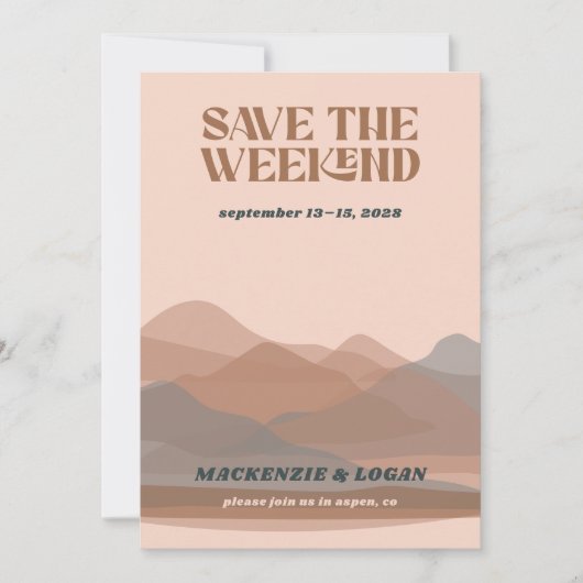 Retro Mountain Weekend Save the Date Card (Vorderseite)
