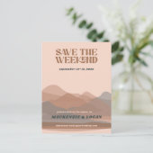 Retro Mountain Weekend Save the Date Card Postkarte (Stehend Vorderseite)