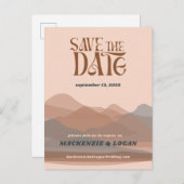 Retro Mountain Weekend Save the Date Postkarte (Vorne/Hinten)