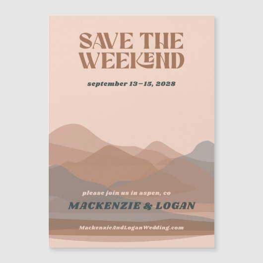 Retro Mountain Weekend speichern das Date Magnet (Vorderseite)