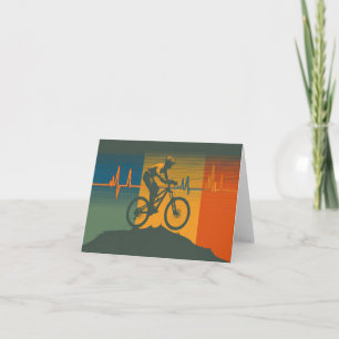 Retro-Mountainbiker-Herzschlag Feiertagskarte