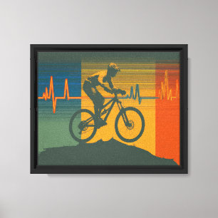 Retro-Mountainbiker-Herzschlag Leinwanddruck