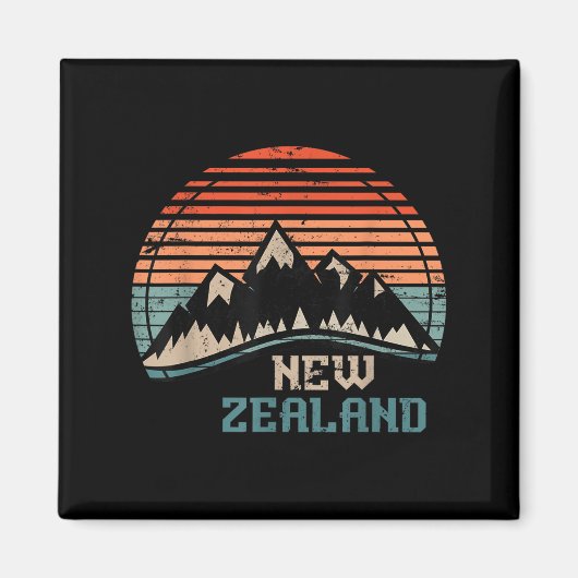 Retro Mountains New Zealand Magnet (Vorne)